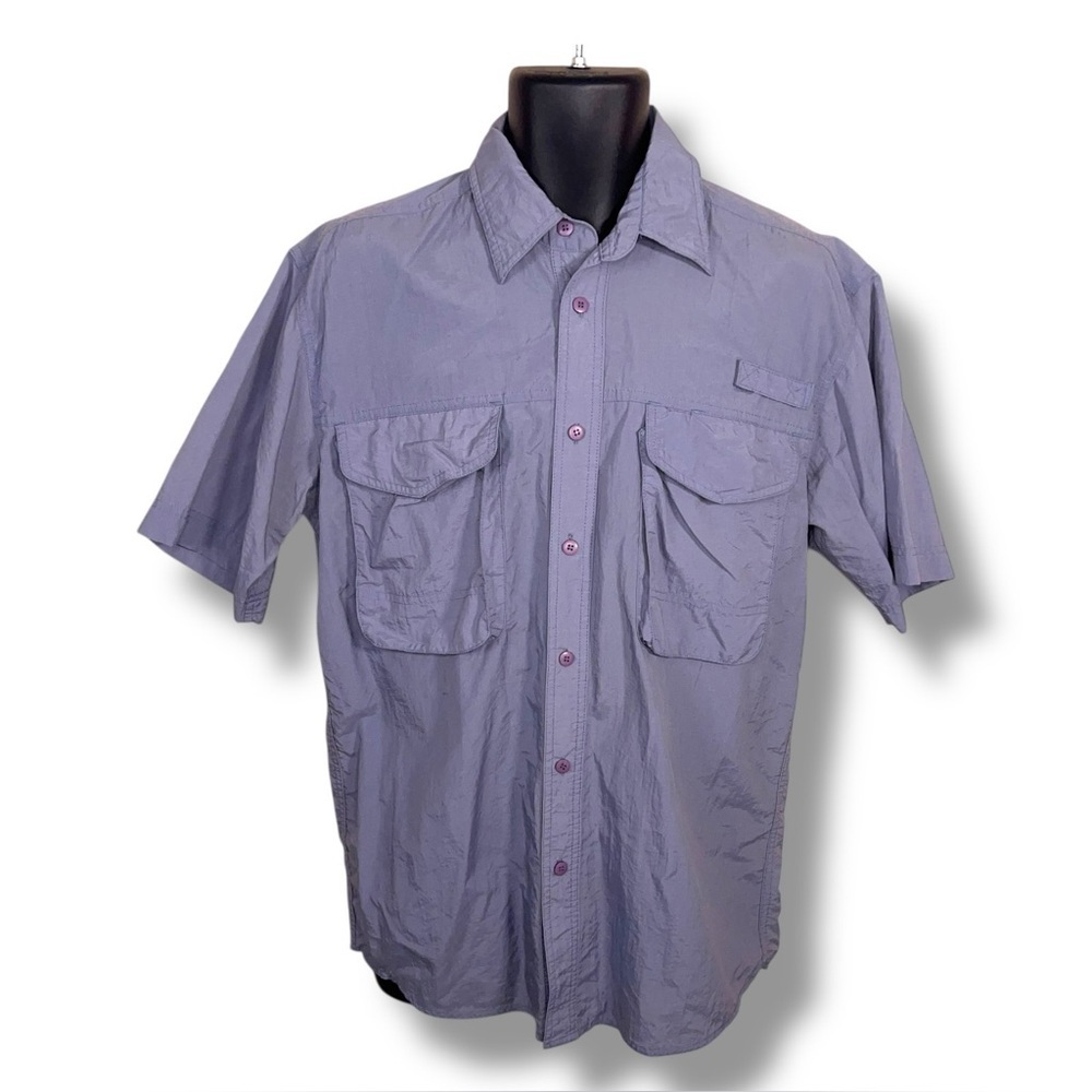 Medium Bimini Bay Light Blue Short Sleeve Shirt Outdoor Mens Lightweight